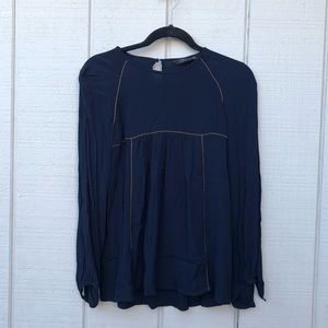 Zara woman dark navy blue top long sleeve